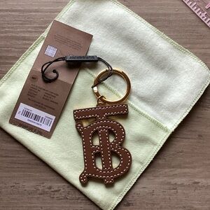 NWT Burberry TB Monogram Leather stitch/ metal key ring or bag charm